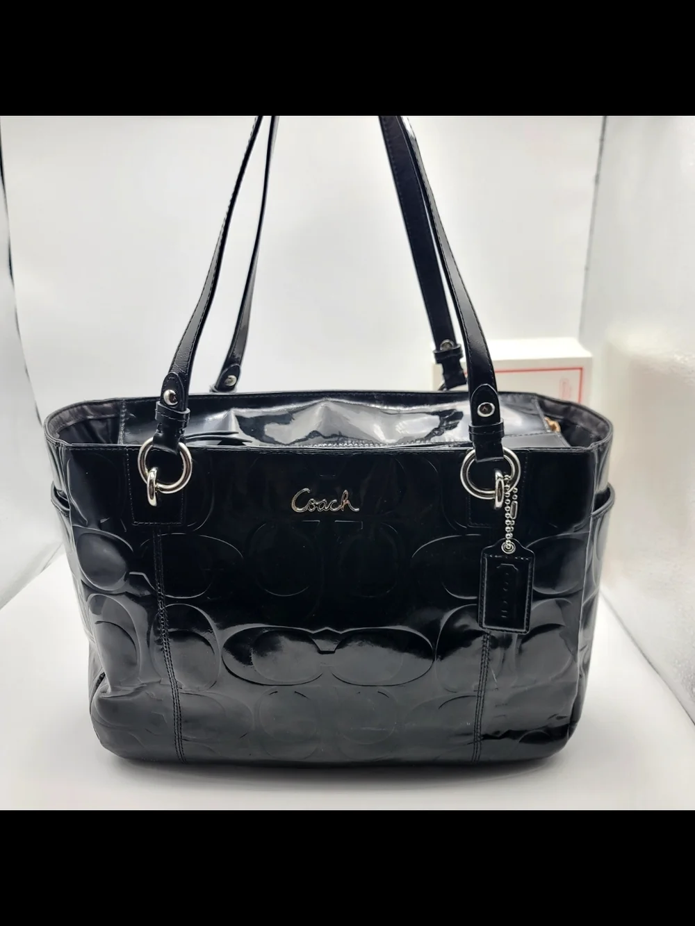 Coach Black Patent Signature Tote Shoulder Bag